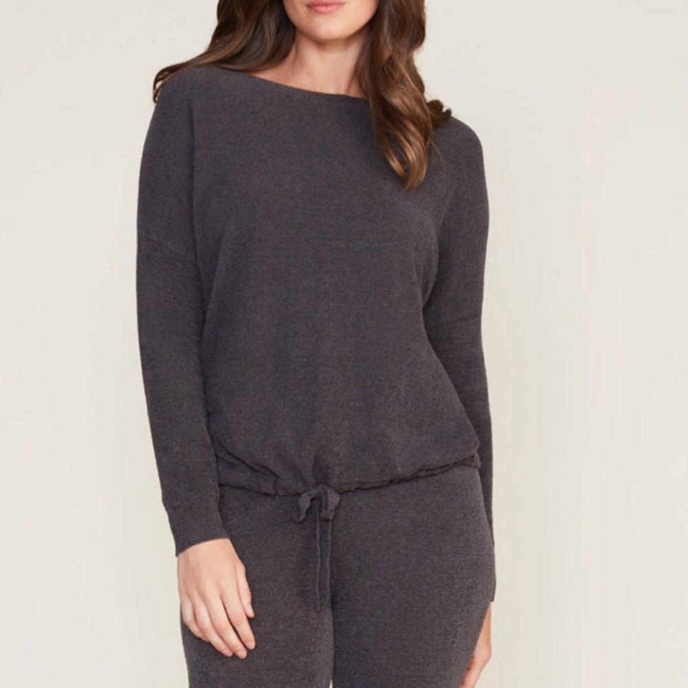 Barefoot Dreams CozyChic Ultra Lite Pullover Sweater Carbon Womens M Lounge